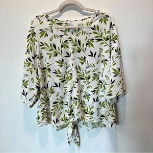 Viishow Women’s Tie Knot Front Wide Short Sleeve Paisley Print Blouse Size 2XL